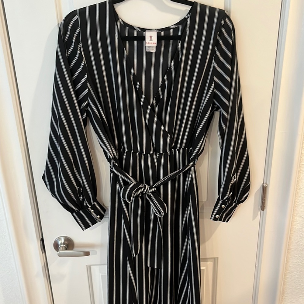 Lilian black and white high low dress